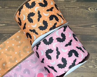 3 yards of Halloween Bats Ribbon ~ 5/8&quot;, 7/8&quot;, 1.5&quot;, or 3&quot;