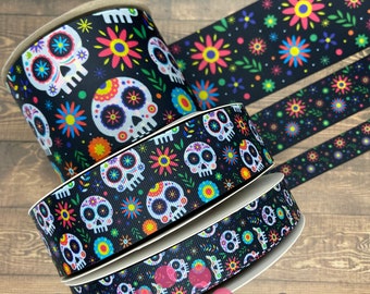 3 yards of Sugar skulls ribbon ~ 5/8", 7/8", 1.5" & 3"