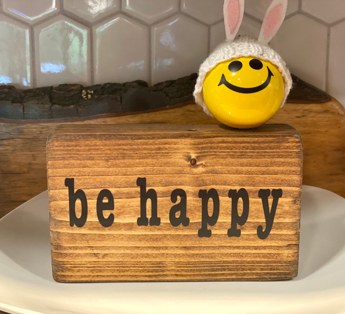 Be Happy Wood Block Nora Fleming Etsy
