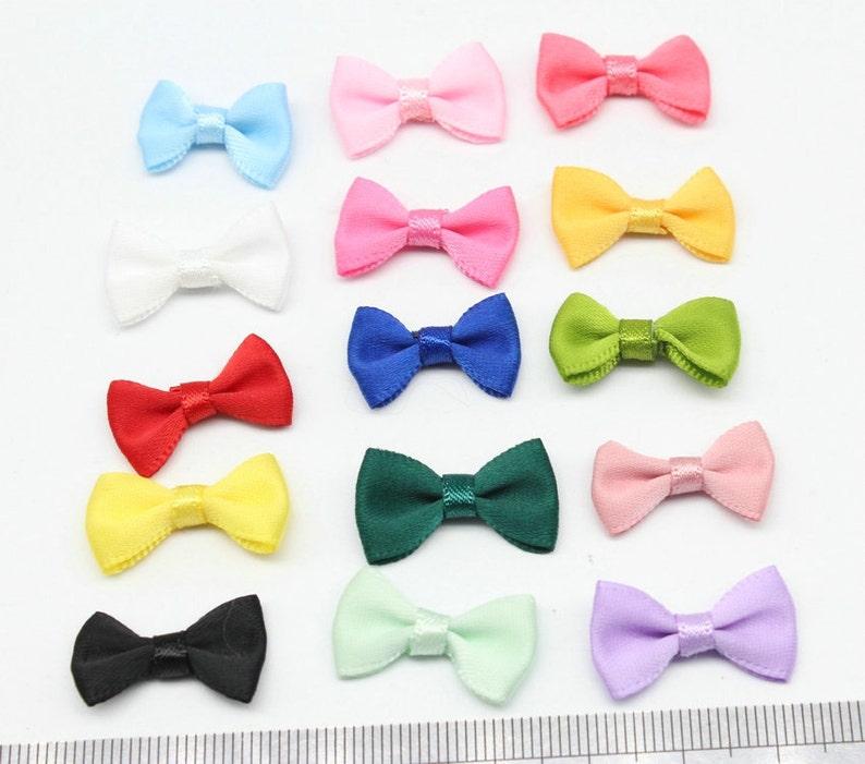 75pcs Mini Fabric Ribbon Bow Tie/Tiny Satin Bows 20mmx12mm/Mix Etsy