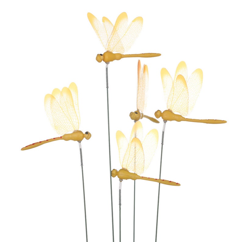 5pcs Dragonfly Flower Potted Plants Decoration 3D Simulation Etsy