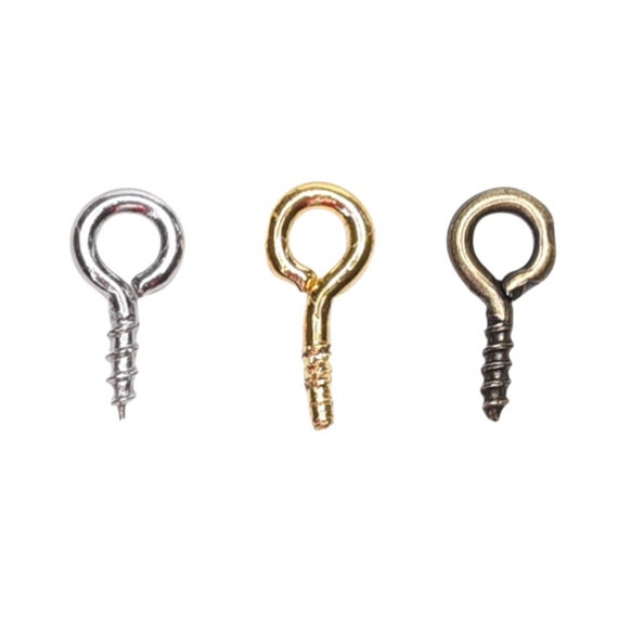 300X Small Tiny Mini Eye Pins Eyepins Hooks Eyelets Screw Threaded Peg 8//10mm