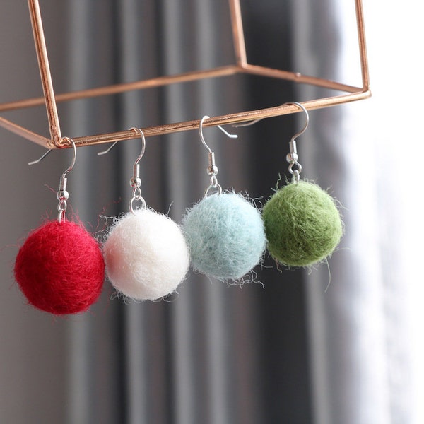 Felted Ball Earrings Etsy