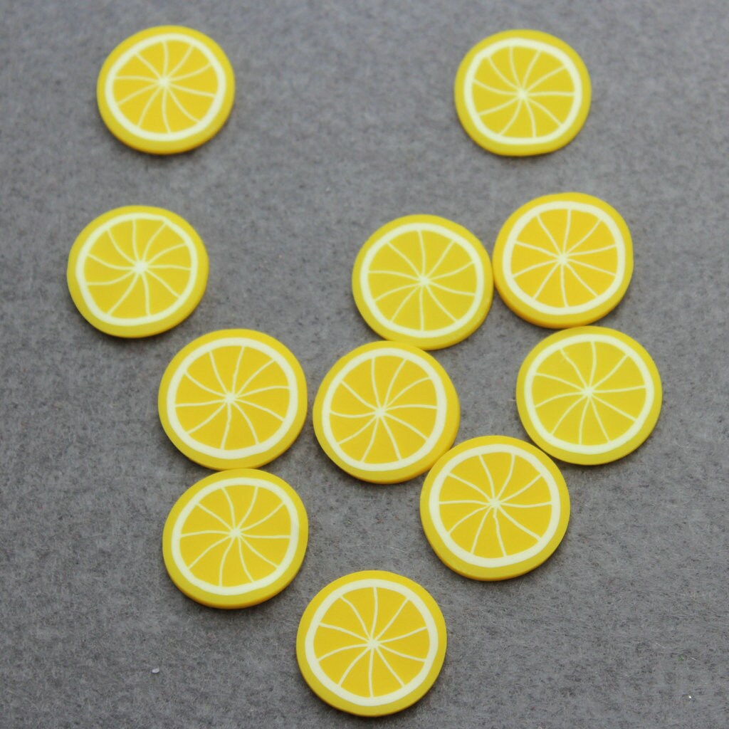 45pcs Pack Big Polymer Clay Lemon Fruit Slices Polymer Cane Etsy