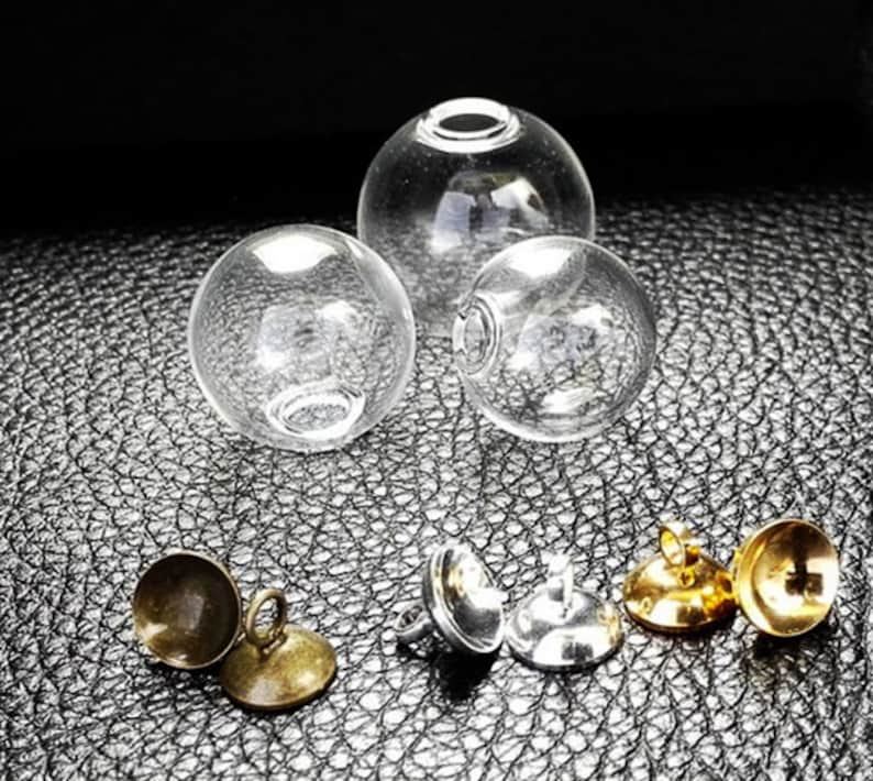 50pcs 16mm-18mm Mini Empty Glass Ball Bottles Pendant Charms Vials Wish Bottles Clear glass globe bubble crystal Glass Ball or caps
