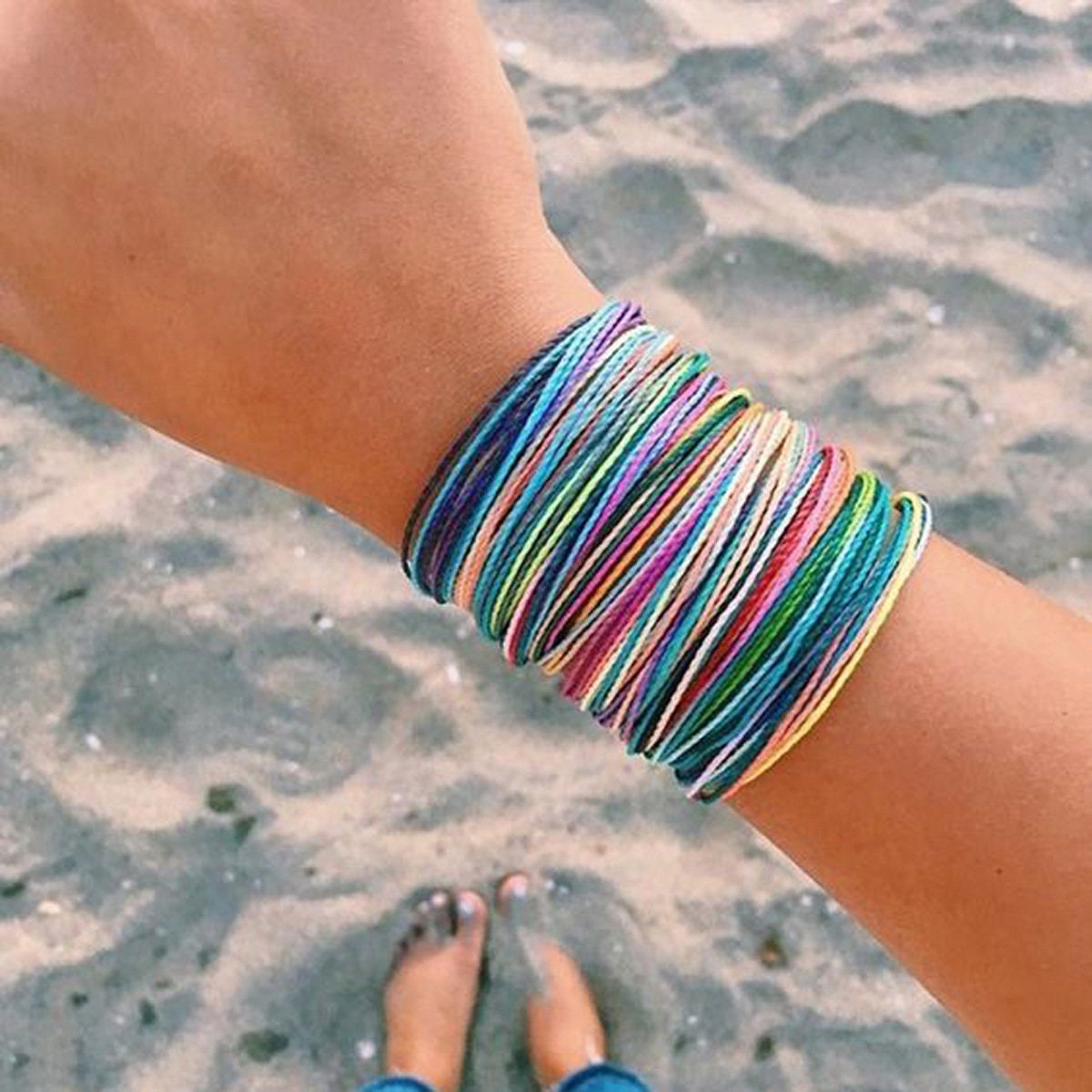 2pcs Waterproof Wax Thread Braided Adjustable Bracelet Color - Etsy