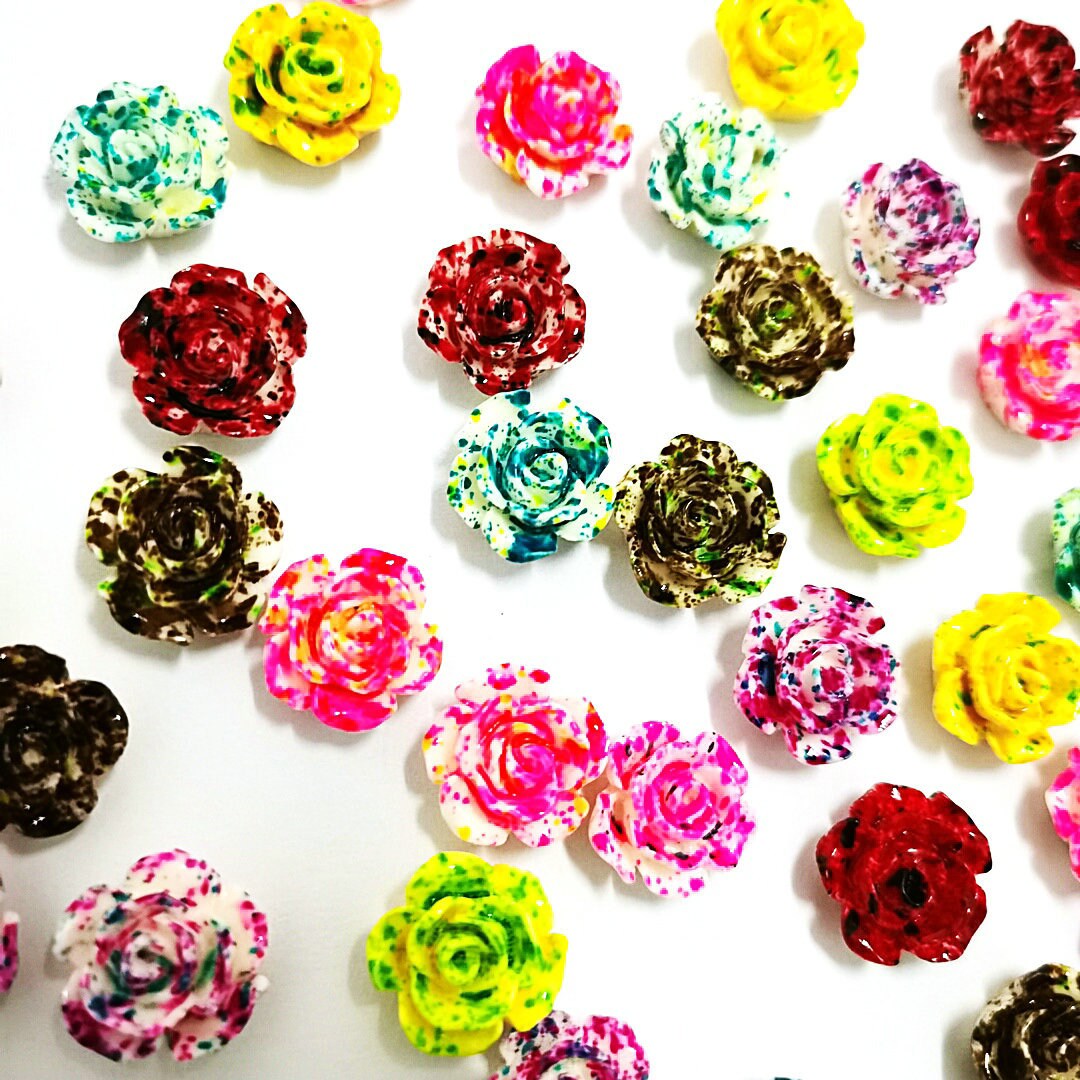 30pcs Resin Rose 12mm Rendering Colorful Rose Etsy