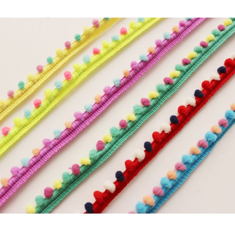 25 Yards Pom Pom Trim Trimming Colourful Multicolour Rainbow Sewing Craft 10mm Bobble Fringe Pompom Quality By Accessories Attic® 