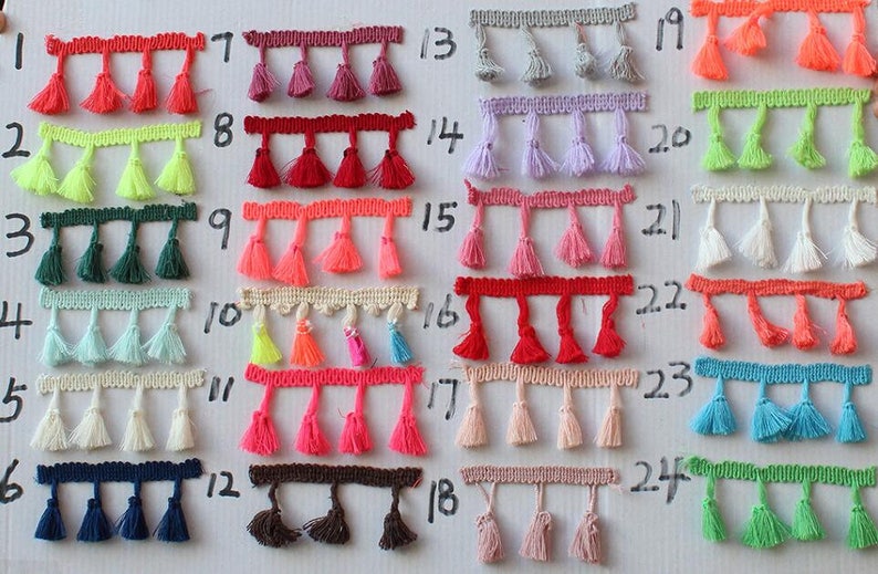 Yalulu 4 Yards Multicolor Beaded Hanging Ball Tassel Fringe