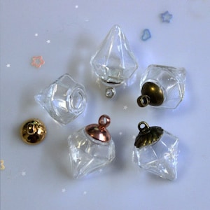 50pcs 16mm-18mm Mini Empty Glass Ball Bottles Pendant Charms Vials Wish Bottles Clear glass globe bubble crystal Glass Ball or caps