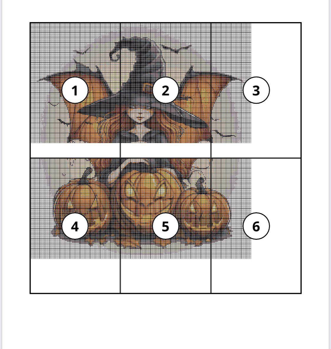 Little Witch and Pumpkins Cross-stitch Pattern Counted Cross Stitch PDF ...