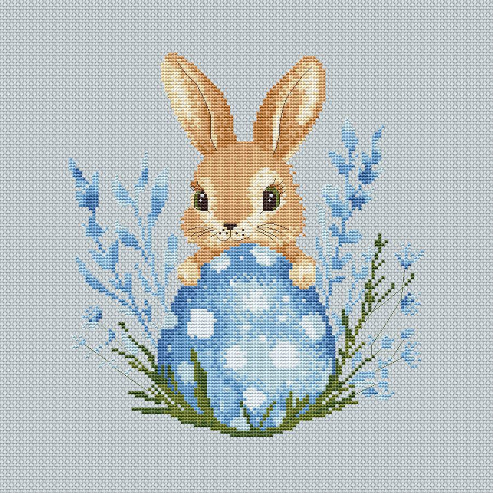 Bunny and Easter Egg Counted Cross Stitch Pattern (PDF + XSD) - Etsy UK