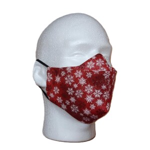 Winter Snowflake Mask, Christmas Mask, Double layer Cotton face covering with nose cover, best fitting