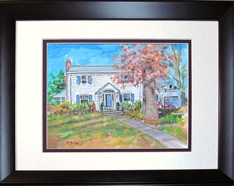 Gift First Home, New Home Painting,   House Watercolor Portrait, House Portrait From Photo, Realtor  Gift For Client