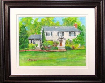 House Warming Gift First Home, Framed New Home Painting,   House Watercolor Portrait, House Portrait From Photo, Realtor  Gift For Client