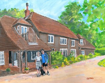 Custom Hand Painted Portrait, Commission a Watercolor House Portrait from your photos, by artist G. Roger Clifford