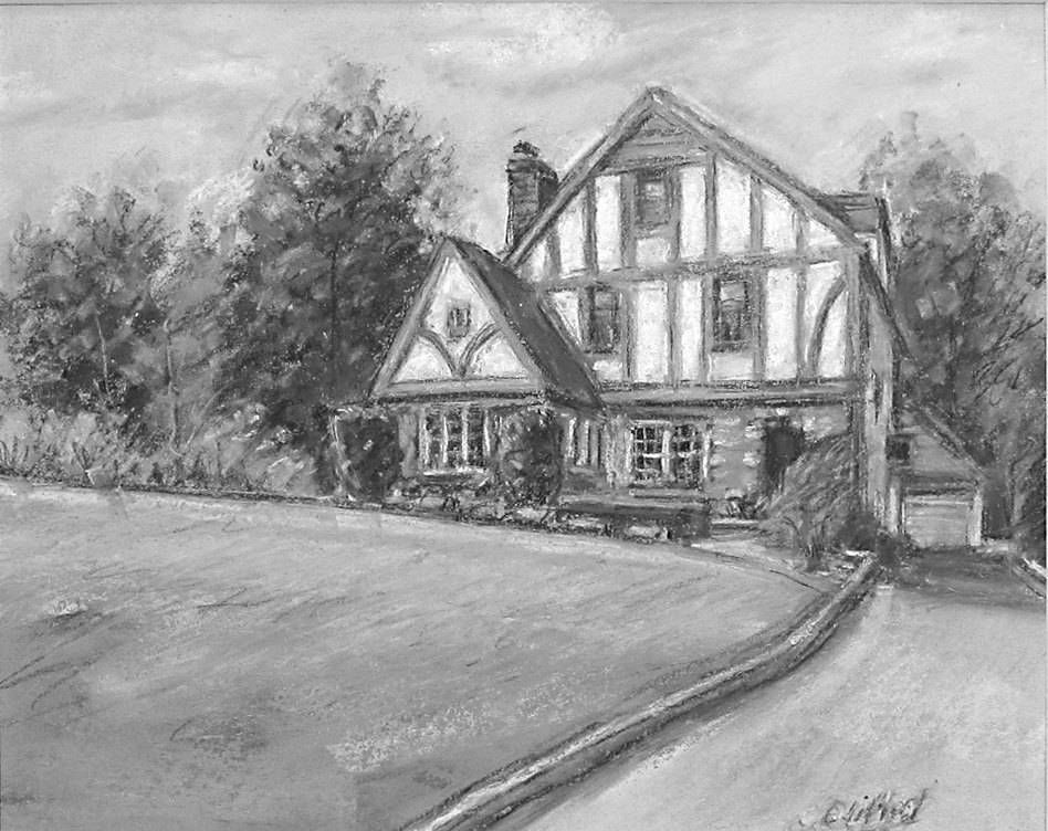 Dibujo de retrato de la casa hecho en acuarela B&W para un | Etsy