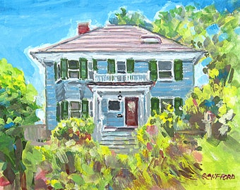 Custom Hand Painted Portrait, Commission a Watercolor House Portrait from your photos, by artist G. Roger Clifford