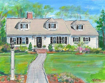 Custom Hand Painted Portrait, Commission a Watercolor House Portrait from your photos, by artist G. Roger Clifford