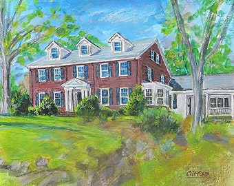 Custom Hand Painted Portrait, Commission a Watercolor House Portrait from your photos, by artist G. Roger Clifford