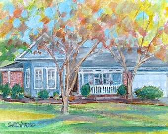 Custom Hand Painted Portrait, Commission a Watercolor House Portrait from your photos, by artist G. Roger Clifford