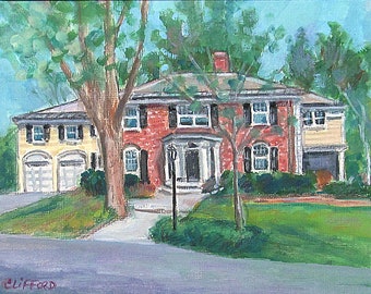 Custom Hand Painted Portrait, Commission a Watercolor House Portrait from your photos, by artist G. Roger Clifford