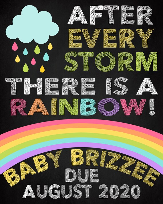 Download Chalkboard Sign April Printable Rainbow Pregnancy Announcement After Every Storm Rainbow Pregnancy Reveal Rainbow Baby Pregnancy Sign Paper Party Supplies Invitations Announcements