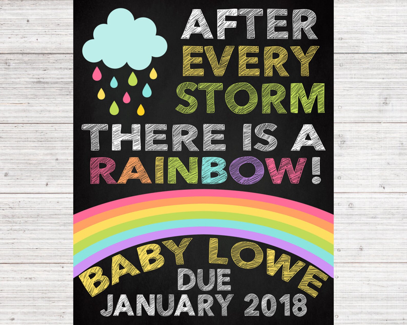 Rainbow Pregnancy Announcement Chalkboard Poster Pregnancy Etsy