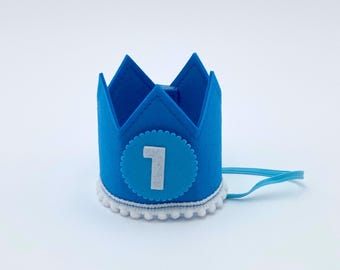 Adereço para foto de marco mensal do bebê e primeiro aniversário - Feltro com números intercambiáveis - Dobrável e reutilizável (azul)