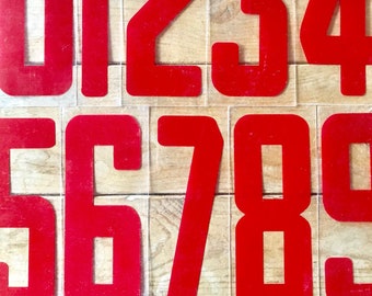Vintage Red Sign Numbers, 9 Inch Clear Plastic, Industrial Farmhouse Decor