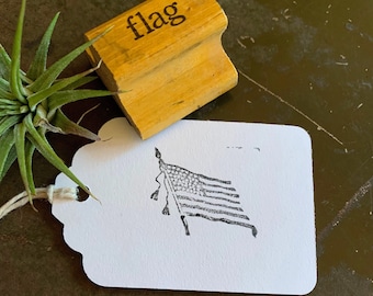 Vintage US Flag Rubber Stamp, 4th Of July Patriotic Crafts, Bullet Journal & Planner Supplies