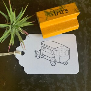 Sello de autobús antiguo, recuerdos y manualidades de autobuses escolares, papel de regalo para profesores, decoración rústica