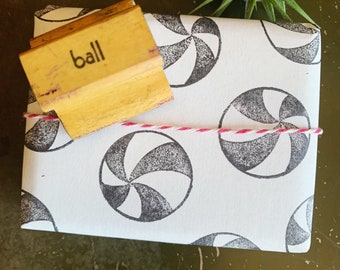 Vintage Ball Rubber Stamp, Sports Planner Stamp For Moms, Volleyball Or Beachball Journal Stamps