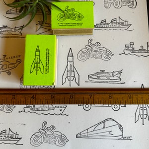 Timbres en caoutchouc vintage des années 80 pour les transports, avions, trains, bateaux et automobiles, timbres pour navettes spatiales et fusées image 8