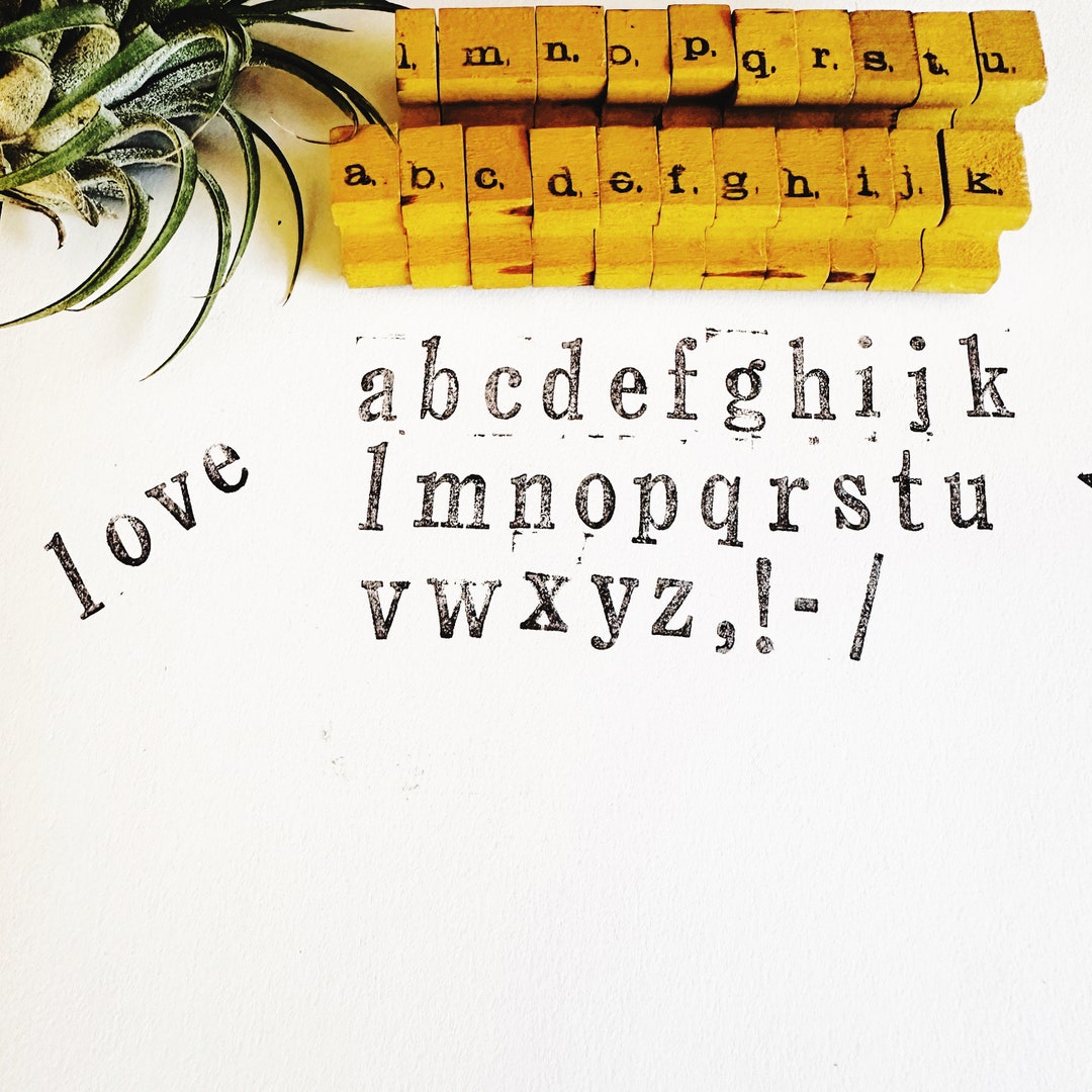 Vintage Lowercase Alphabet Rubber Stamp Set Serif Style a Etsy