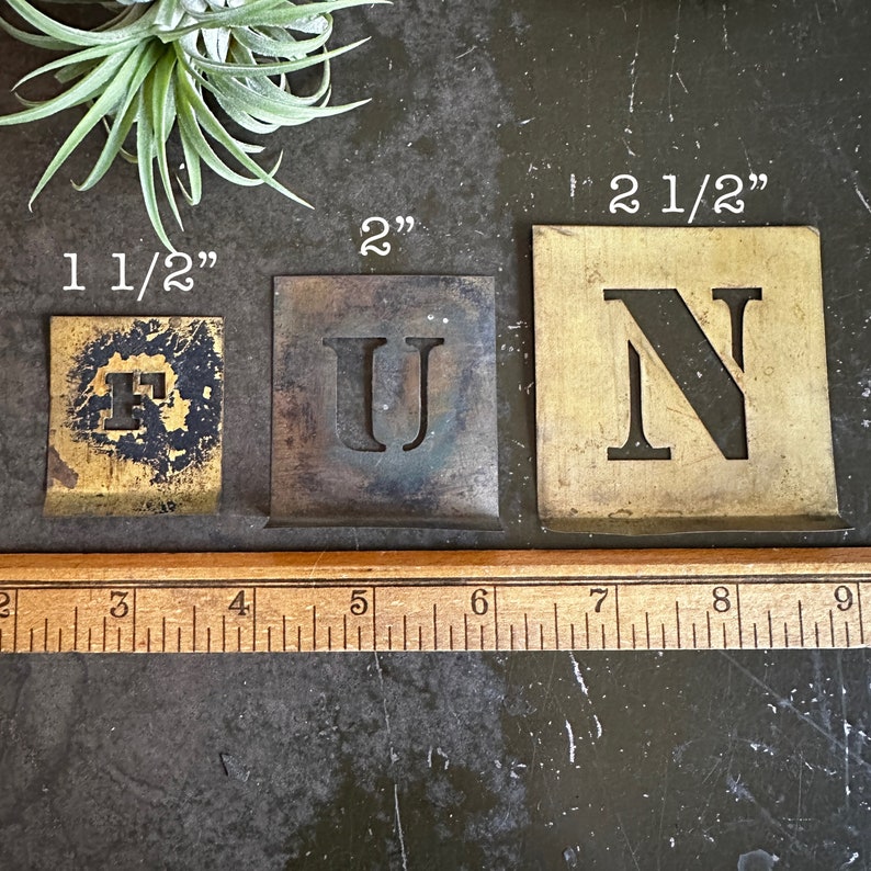 Antique Brass Letter Stencils, Vintage Farmhouse Decor, Available In 7 Sizes, Pick Your Letters & Mix And Match image 7