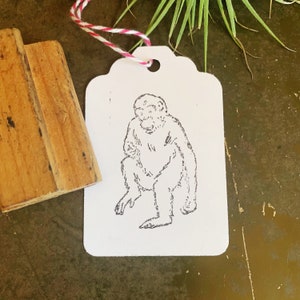 Vintage Smiling Chimpanzee Monkey Rubber Stamp, Wood & Rubber Stamping Designs For Crafting, DIY Circus Theme Cards And Tags