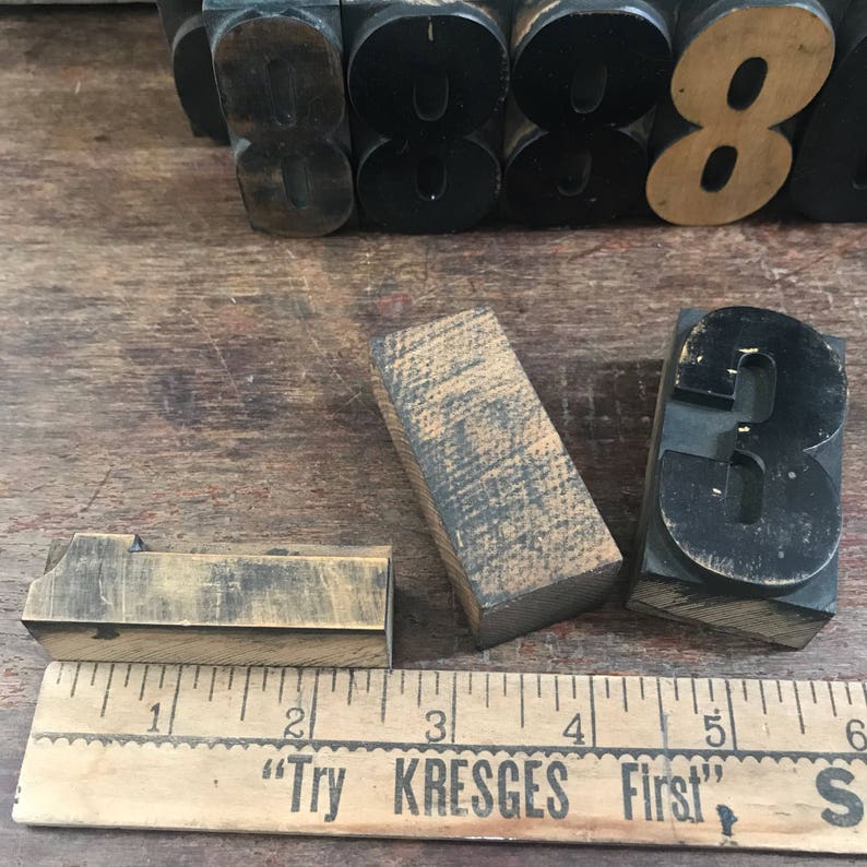 Vintage 2.5 Inch Wood Number, Letterpress Print Block, Varied Fonts image 8