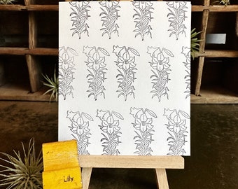 Vintage Rubber Lily Stamp, Spring Floral & Flower Card Making And Design, Bullet Journaling Supplies