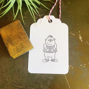 Timbro vintage con cartone animato Chubby Boy, francobolli per planner e diari spazzatura, decorazione di buste