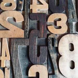 Largest Vintage Letterpress Numbers, Unique Wedding Table Numbers, Wood Numbers Keepsake