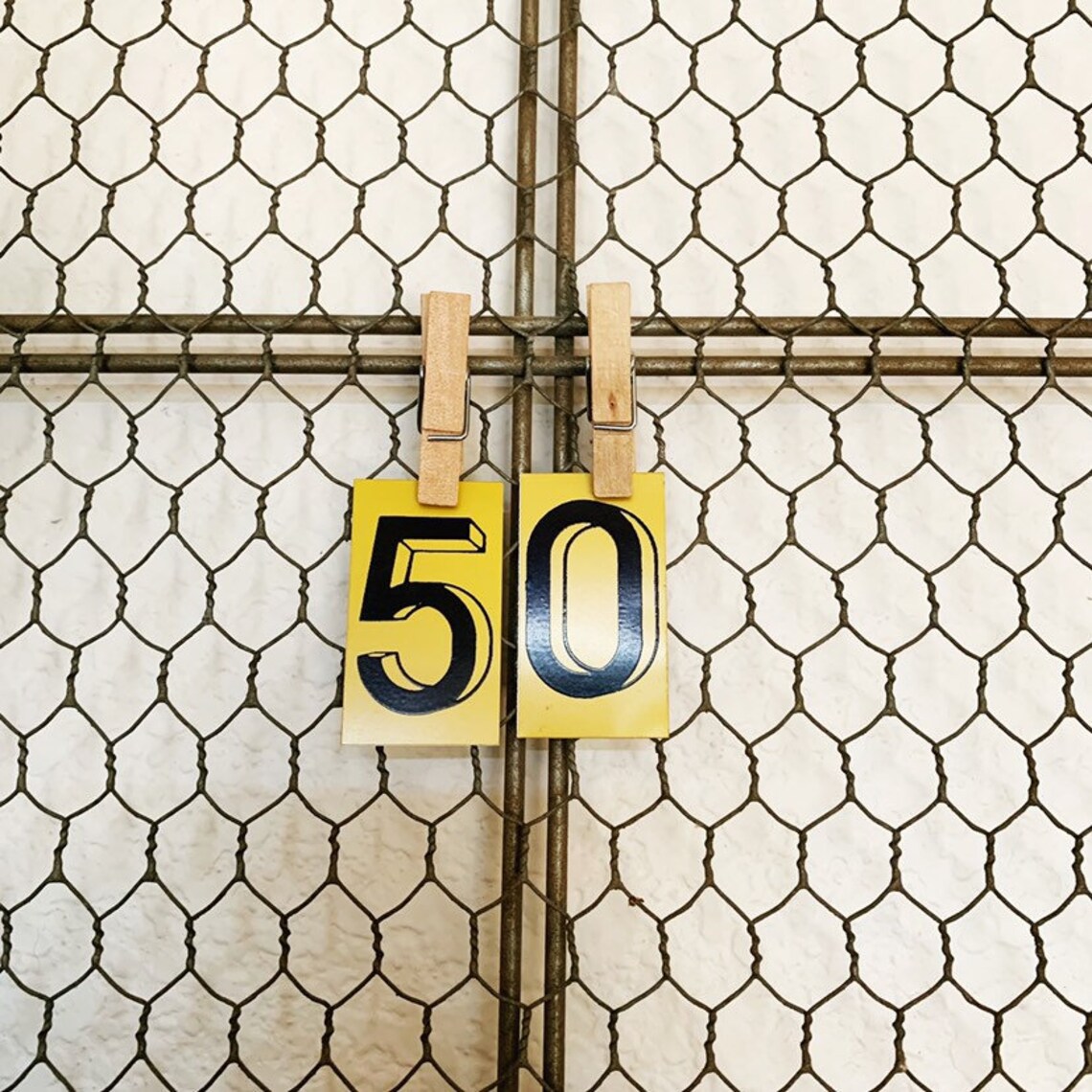 Vintage Black & Yellow Sign Numbers, Small Metal Bulletin Numbers for ...