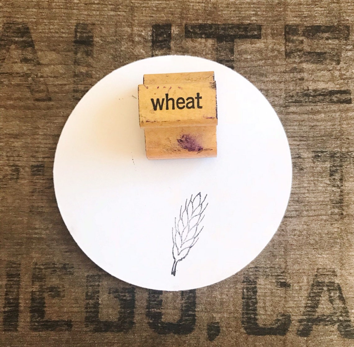 Vintage Wheat Stamp For Thanksgiving Crafts Wood & Rubber Etsy