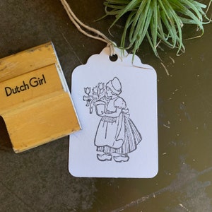 Sello de goma con disfraz de niña holandesa vintage, sellos de goma de los Países Bajos para envíos de correos y kits de regalo de cuidado personal