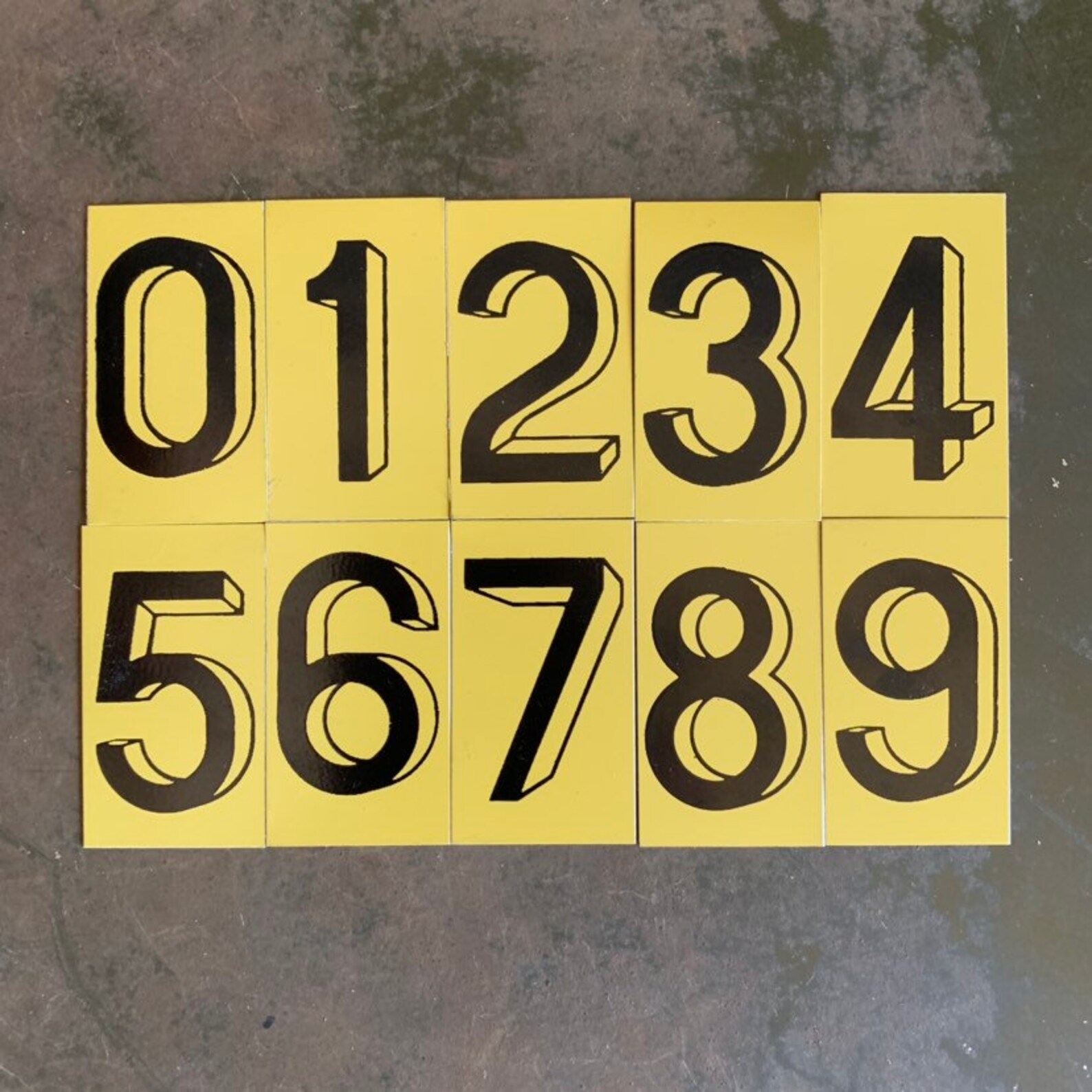 Vintage Black & Yellow Sign Numbers, Small Metal Bulletin Numbers for ...