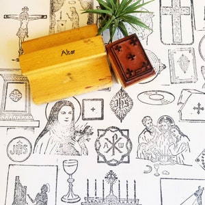 Vintage Religious Stamps, Mother & Jesus Catholic Rubber Stamps, Saints And Pope Bible Journalling Supplies