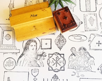 Vintage Religious Stamps, Mother & Jesus Catholic Rubber Stamps, Saints And Pope Bible Journalling Supplies