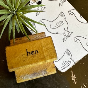 Vintage Hen Stamp, Spring Crafts And DIY Supplies, Rubber Mounted On Wood Farm Animals Stampers image 5