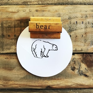 Vintage Holzstempel eines Bären für Basteln und Basteln, einzigartiges Geschenk für Tierliebhaber