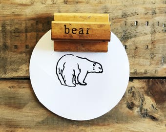 Vintage Wood Stamp Of Bear For DIY Crafts And Creating, Unique Gift for Animal Lover
